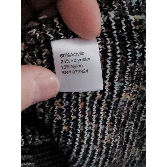 NWT MING WANG XL Black Multicolor Abstract Knit Snap Button Artsy Cardigan - Picture 7 of 10